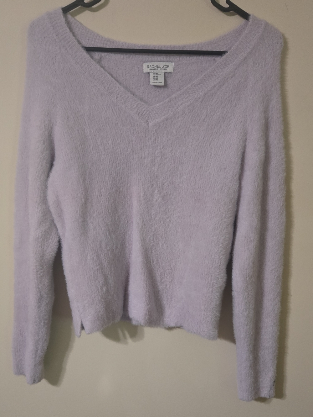 Rachel Zoe Light Lavender V-Neck Fuzzy Sweater